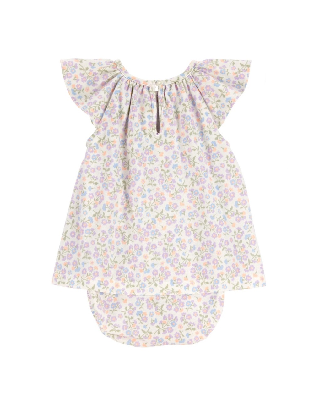 Carter's Pastel Floral Flutter Romper Dress Pink, Purple, Yellow - Picture 4 of 7